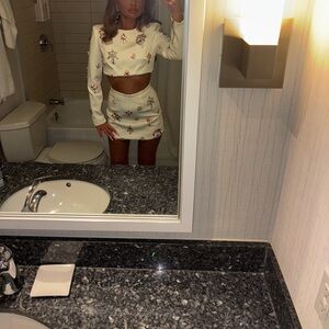 Cream Floral Two-Piece Set